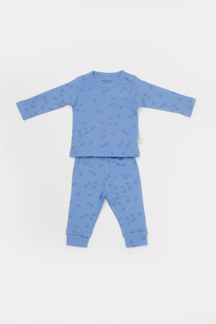 Set 3 piese:bluza, pantaloni si caciulita Printed, BabyCosy, 50% modal+50% bumbac,